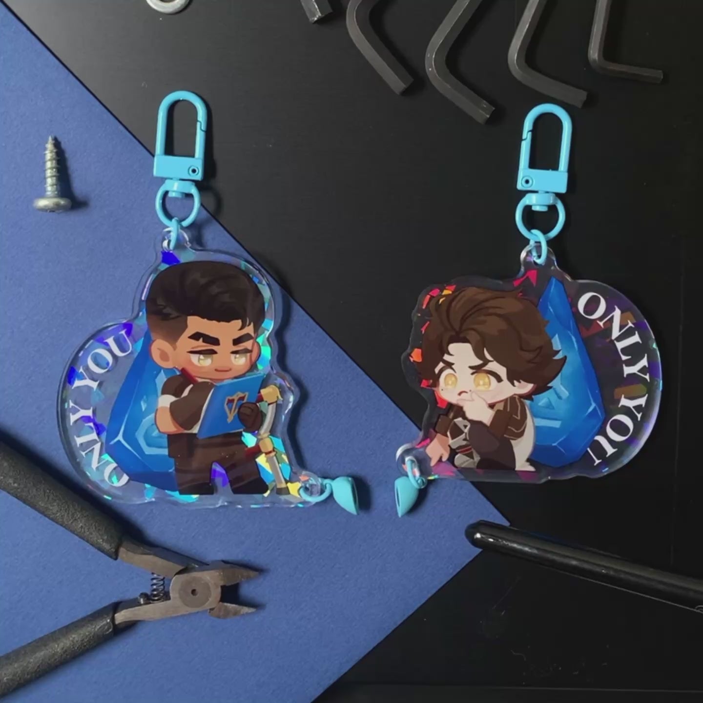 Arcane Jayvik - Magnetic Heart Acrylic Keychain Set